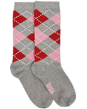 Essentiel Antwerp Argyle Crystal-Embellished Socks - White