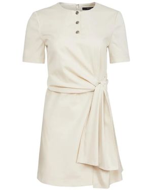 Toccin Leoni Tie-Front Short-Sleeve Mini Cotton Dress - White