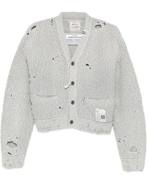 Maison Mihara Yasuhiro Sun-Faded Distressed Cardigan - White