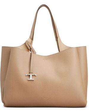 Tod's Logo-Detail Medium Shoulder Bag - Natural