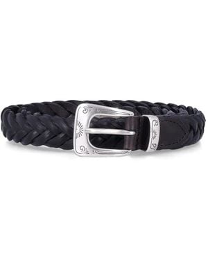 Fabrizio Mancini Braided Engraved-Buckle Belt - White