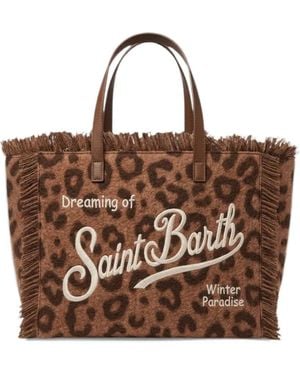 MC2 Saint Barth Colette Leopard-Print Fringed Tote Bag - Brown