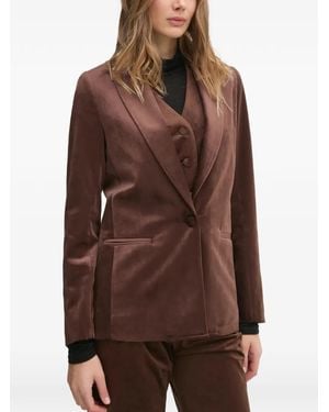 La Petite Francaise Vacarme Fluwelen Blazer Met Enkele Rij Knopen - Bruin