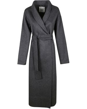 Almada Label Belted Wrap Coat - Black