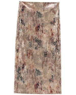 Pierre Louis Mascia Ranat Filo Di Moss Midi Skirt - Natural