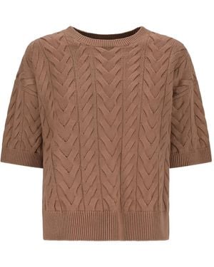 Max Mara ケーブルニット ショートスリーブトップ - ブラウン