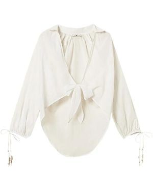 Twinset Muslin Shirt With Bow - White