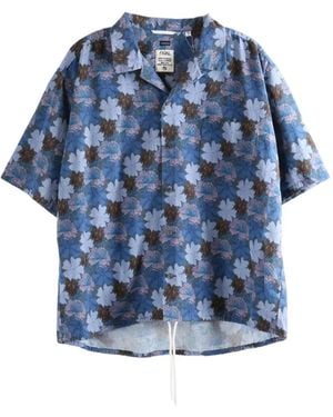Nanamica Nanaloha Floral-Print Short-Sleeve Shirt - Blue