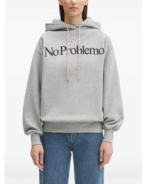 Aries Logo-Print Hoodie - Grey
