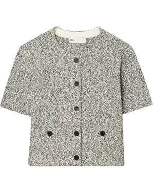 Tory Burch Tweed Button Cardigan - Grey