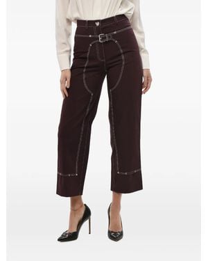 Stella McCartney Contrast-Stitch Belted Trousers - Black