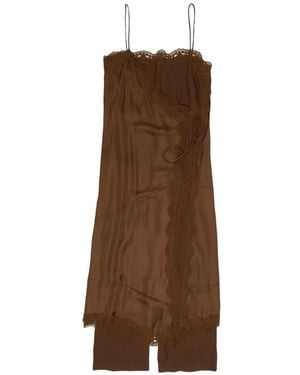 Bimba Y Lola Lace-Trim Skirt-Trouser Hybrid Maxi Wrap Dress - Brown