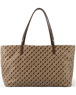 Gherardini Medium Cabas Monogram-Print Tote Bag - Brown