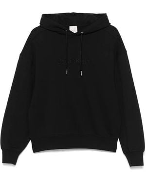 Calvin Klein Felpa Con Cappuccio E Logo - Black