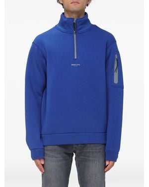 Murphy & Nye Quarter-Zip Logo-Print Sweatshirt - Blue