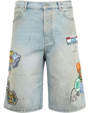 Amiri Short En Jean À Détail De Patch - Bleu