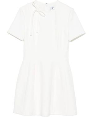 MSGM Neck-Tie Skater Mini Dress - White