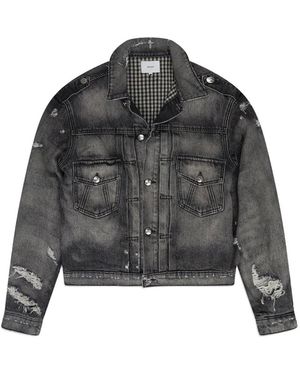 Rhude Ripped-Detail Denim Jacket - Black