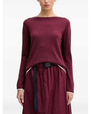 Benetton Contrast-Trim Boat-Neck Jumper - Purple