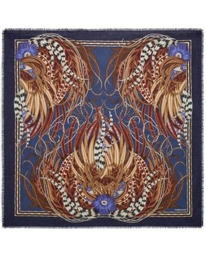 Ferragamo Rooster-Print Scarf - Blue