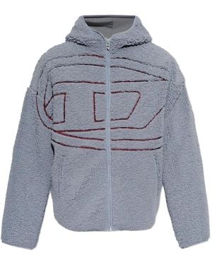DIESEL Logo-Embroidered Zip-Up Hoodie - Blue