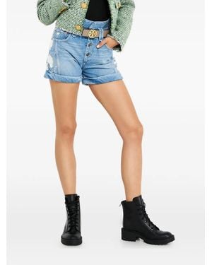 SER.O.YA Bleach-effect denim shorts - Blau