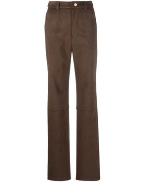 Nanushka Faux-Suede Straight-Leg Trousers - Brown