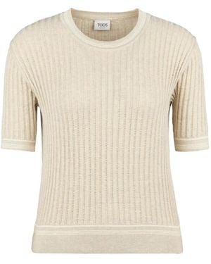 Tod's Ribbed-Knit Top - Natural