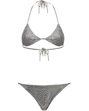 Oséree Crystal-Embellished Triangle Bikini - White