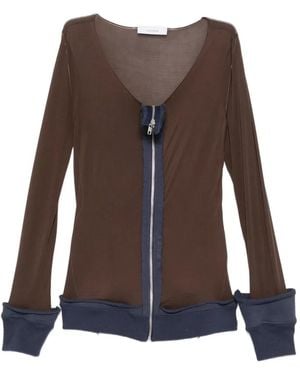 JULIE KEGELS Jean Zip-Up Long-Sleeve Top - Brown