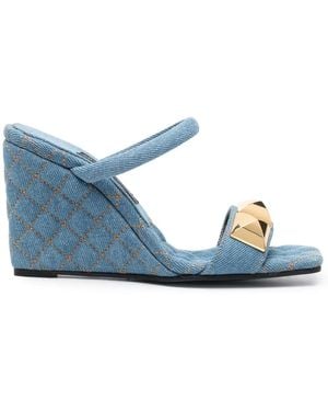 Philipp Plein 110Mm Stud-Detail Wedge Sandals - Blue