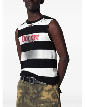 DAGGER Débardeur Rayé Dean À Effet Usé - White