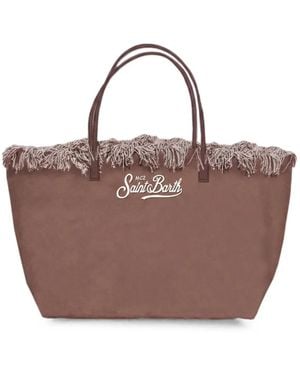 MC2 Saint Barth City Fringe-Trim Logo-Embroidered Tote Bag - Brown