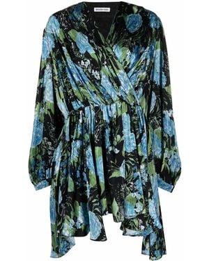 Balenciaga Floral-Print Wrap Dress - Green