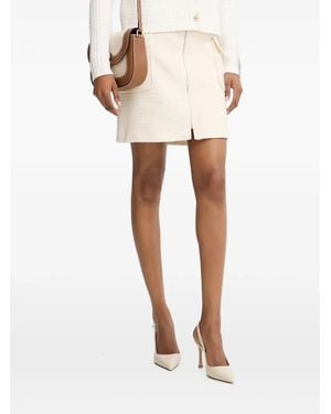Morgan Zip-Up Mini Tweed Skirt - White