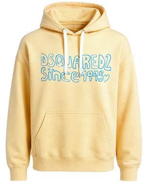 DSquared² Logo-Print Cotton Hoodie - Yellow