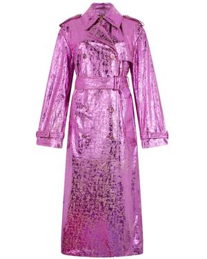 Roberto Cavalli Metallic-Effect Trench Coat - Pink