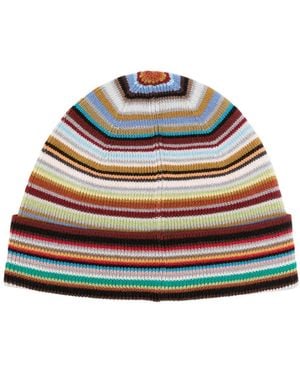 Paul Smith Patterned Intarsia-Knit Virgin-Wool Beanie - Grey