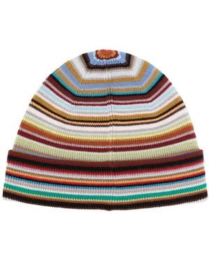 Paul Smith Patterned Intarsia-Knit Virgin-Wool Beanie - Grey