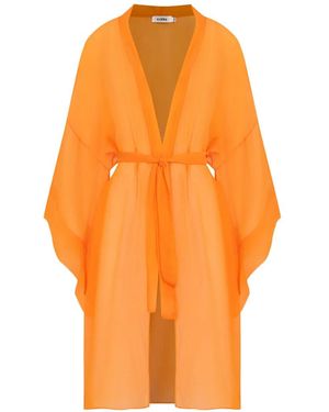 Amir Slama Midikleid Aus Seide - Orange