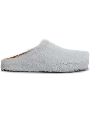 Marni Slippers Fussbett Sabot Con Punta Tonda - Bianco