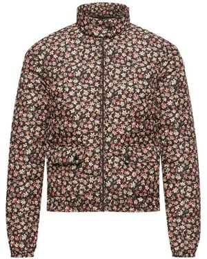 Moncler Florlans Floral-Print Puffer Jacket - Brown
