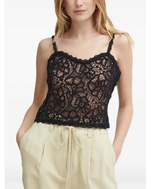 Sisley Top Sin Mangas De Punto Calado - Negro