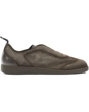Santoni Panelled leather sneakers - Braun