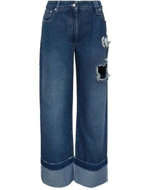 Simone Rocha Distressed-Detail Jeans - Blue
