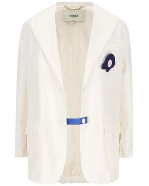 Fendi Elasticated-Hem Blazer - White