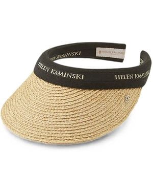 Helen Kaminski Logo-Embroidered Raffia Visor - Natural