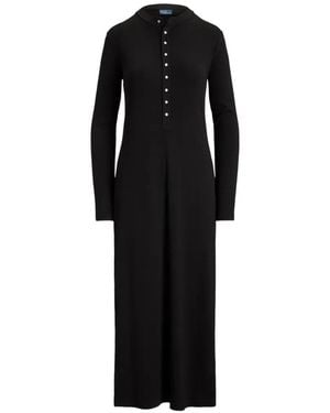 Polo Ralph Lauren Long-Sleeve Henley Midi Dress - Black