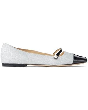 Jimmy Choo Elisa Leather Ballerina Shoes - Metallic