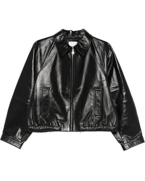 Sandro Zip Leather Jacket - Black